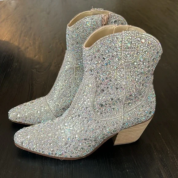 Betsy Johnson Rhinestone Boots - Picture 1 of 11